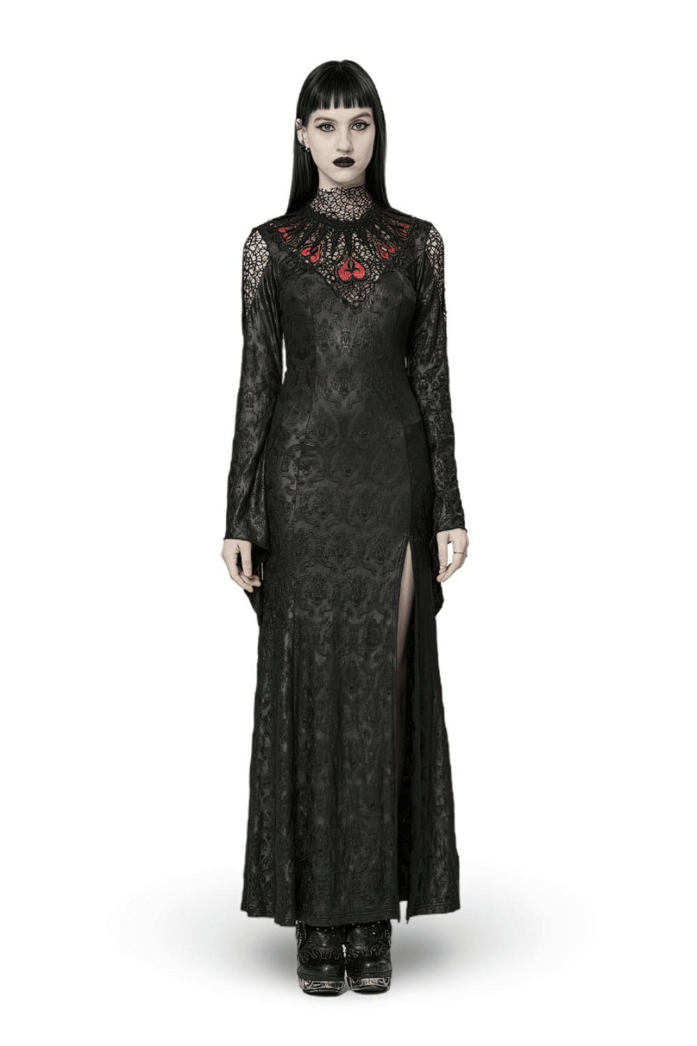 Punk Rave Vintage Dark Night Embossed Mesh Gown - image 1