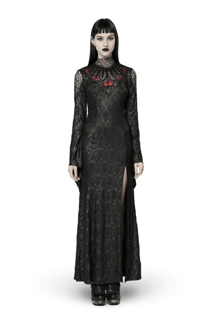 Punk Rave Vintage Dark Night Embossed Mesh Gown - image 1