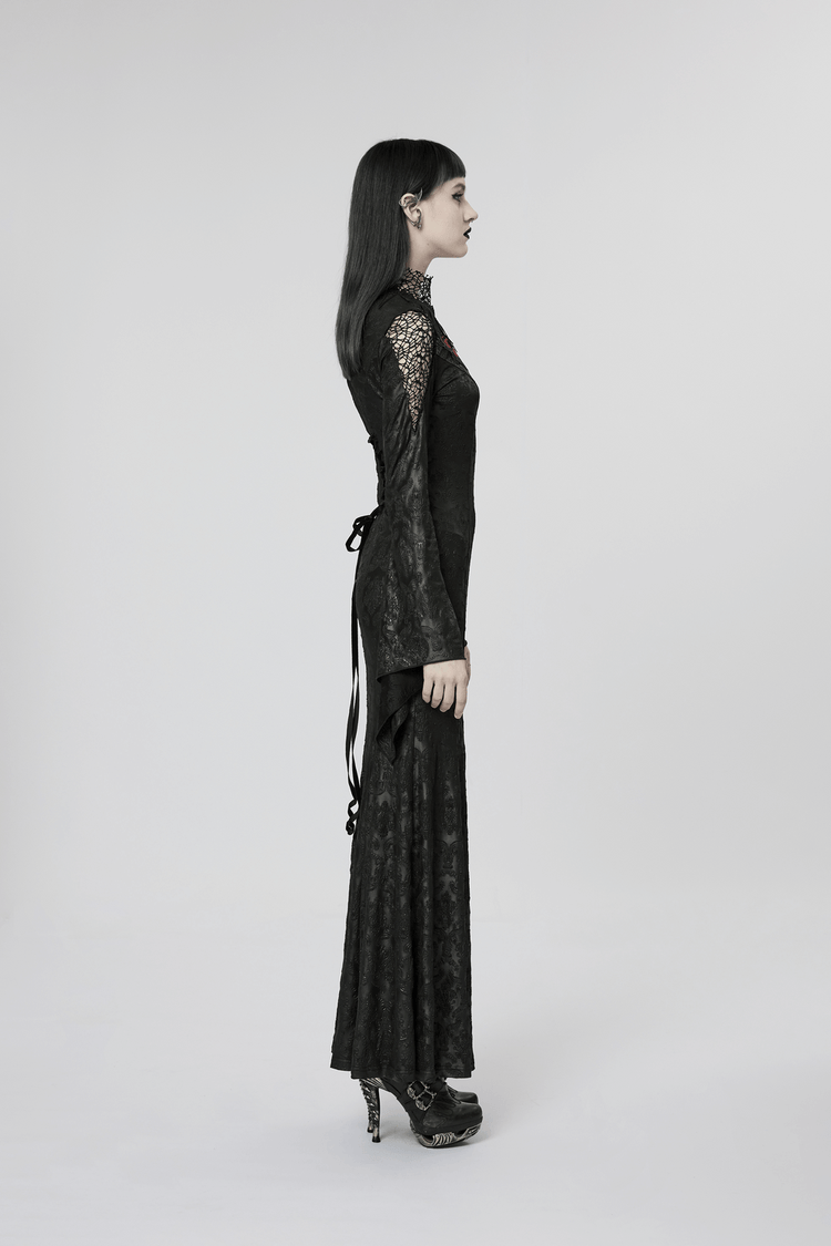Punk Rave Vintage Dark Night Embossed Mesh Gown - image 12