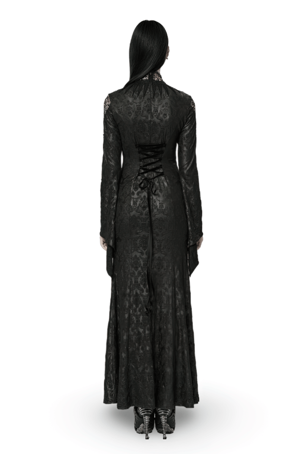 Punk Rave Vintage Dark Night Embossed Mesh Gown - image 2