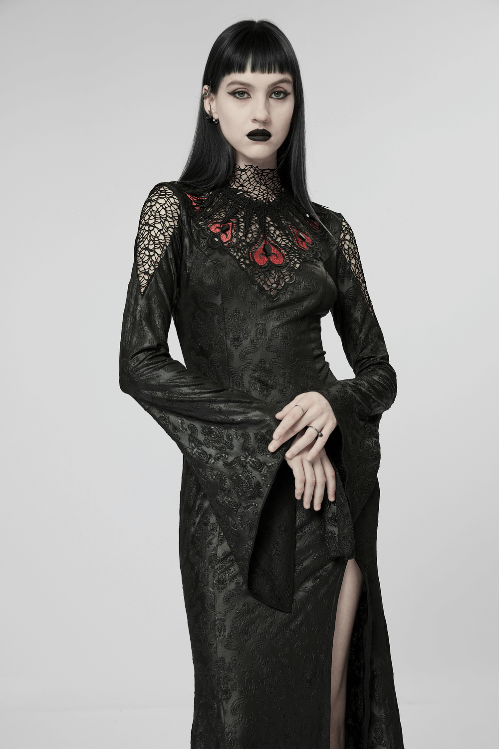 Punk Rave Vintage Dark Night Embossed Mesh Gown - image 13