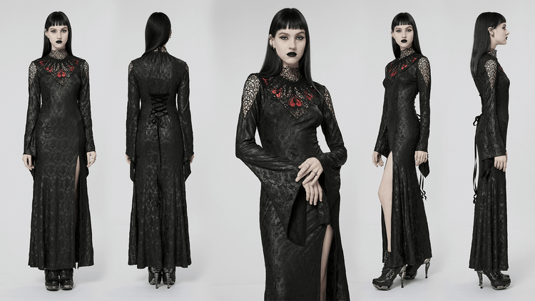 Punk Rave Vintage Dark Night Embossed Mesh Gown - image 14