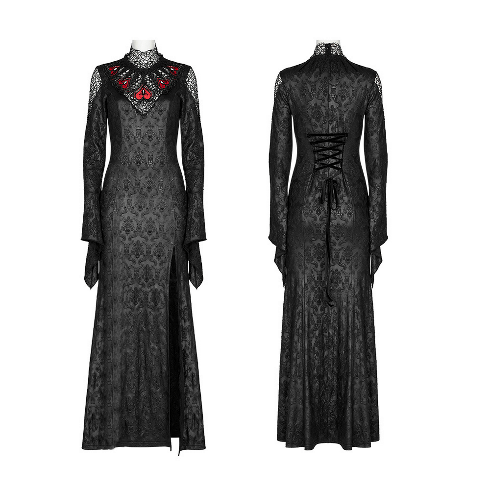 Punk Rave Vintage Dark Night Embossed Mesh Gown - image 3