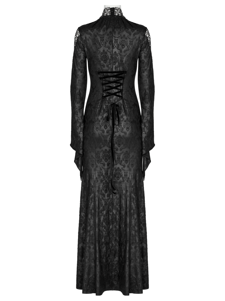 Punk Rave Vintage Dark Night Embossed Mesh Gown - image 6