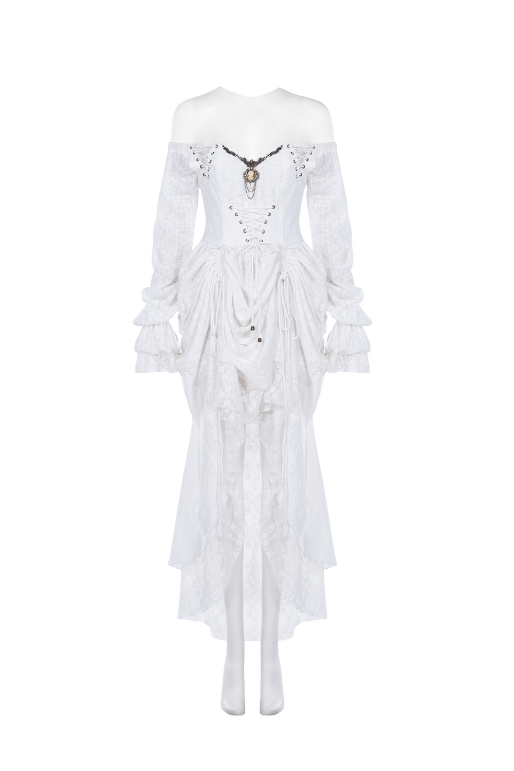 Punk Rave White Gothic Lace Dress Steampunk Retro - image 5