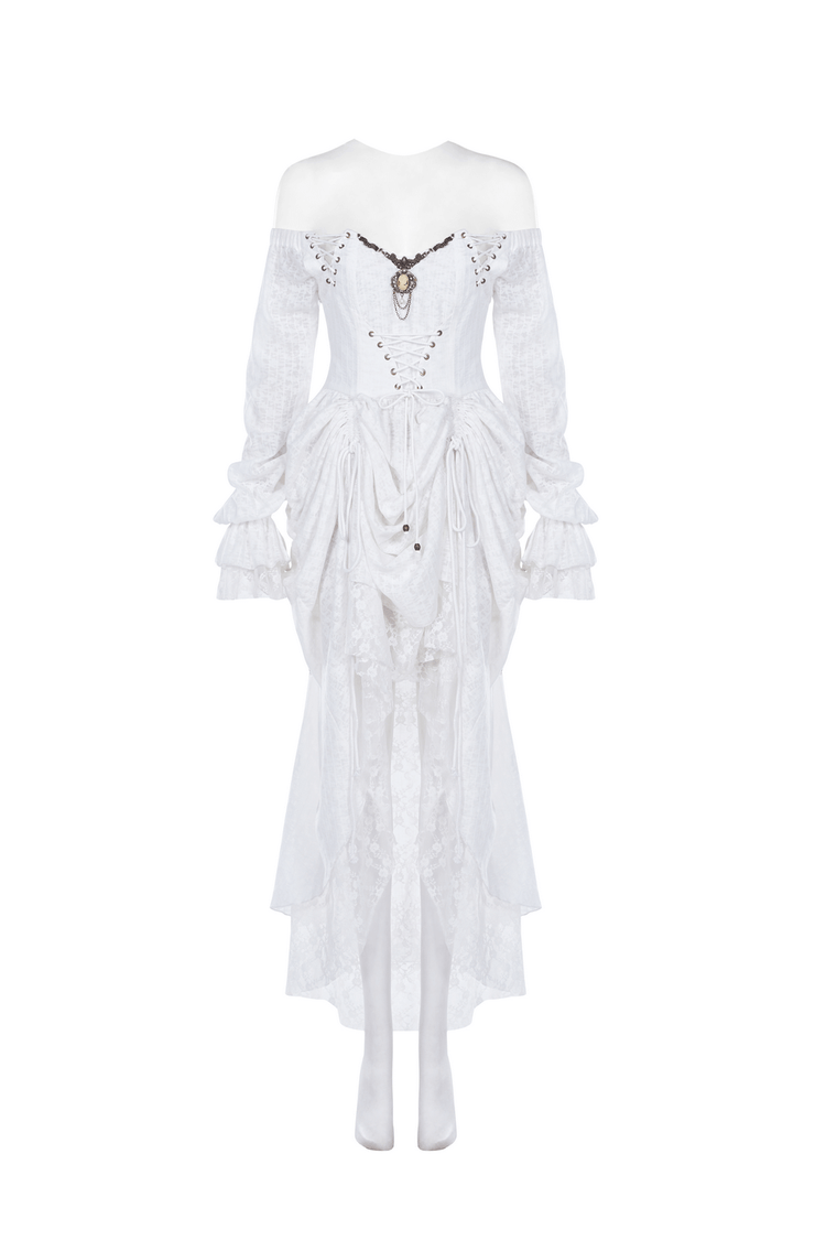 Punk Rave White Gothic Lace Dress Steampunk Retro - image 5