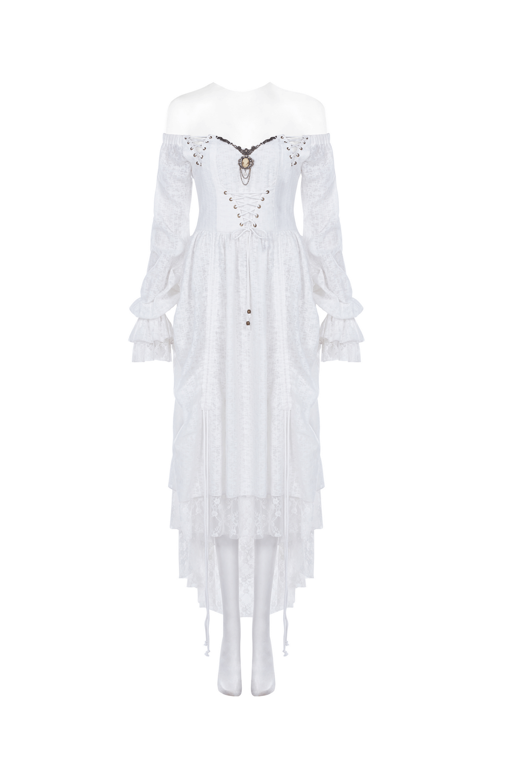 Punk Rave White Gothic Lace Dress Steampunk Retro - image 4