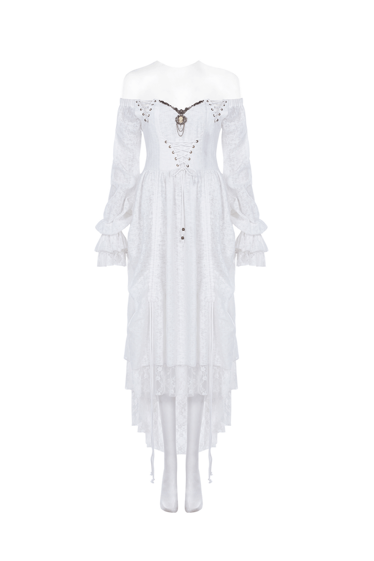 Punk Rave White Gothic Lace Dress Steampunk Retro - image 4