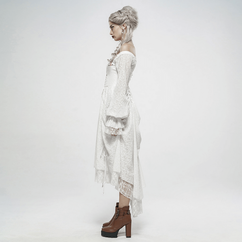 Punk Rave White Gothic Lace Dress Steampunk Retro - image 13