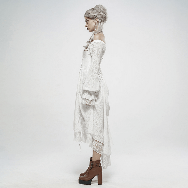 Punk Rave White Gothic Lace Dress Steampunk Retro - image 13
