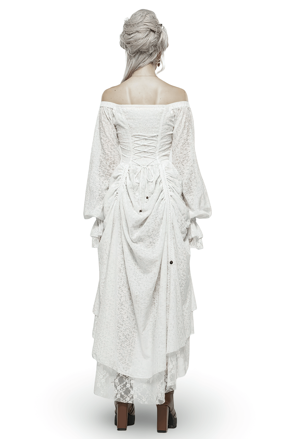Punk Rave White Gothic Lace Dress Steampunk Retro - image 2