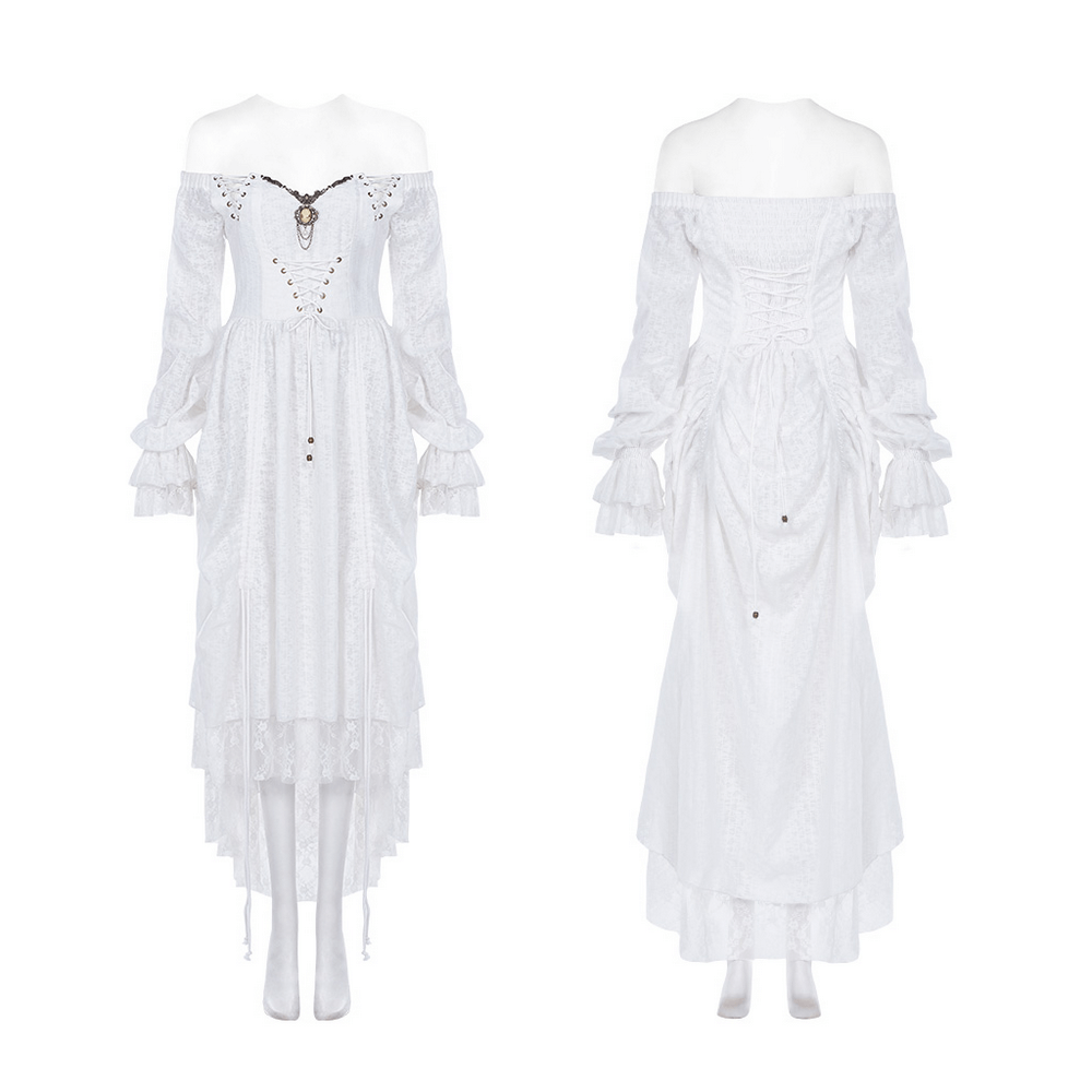 Punk Rave White Gothic Lace Dress Steampunk Retro - image 3