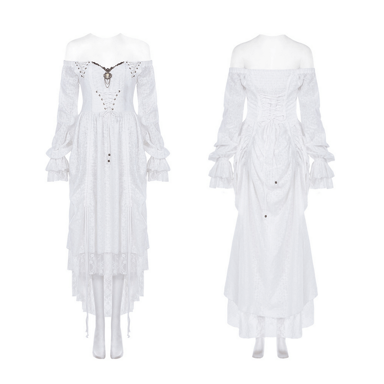 Punk Rave White Gothic Lace Dress Steampunk Retro - image 3