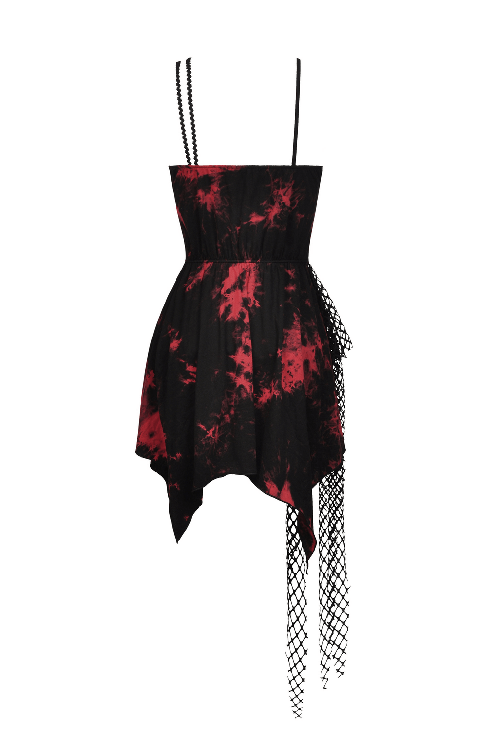 Punk Rock Red and Black Strap Asymmetrical Dress - image 5