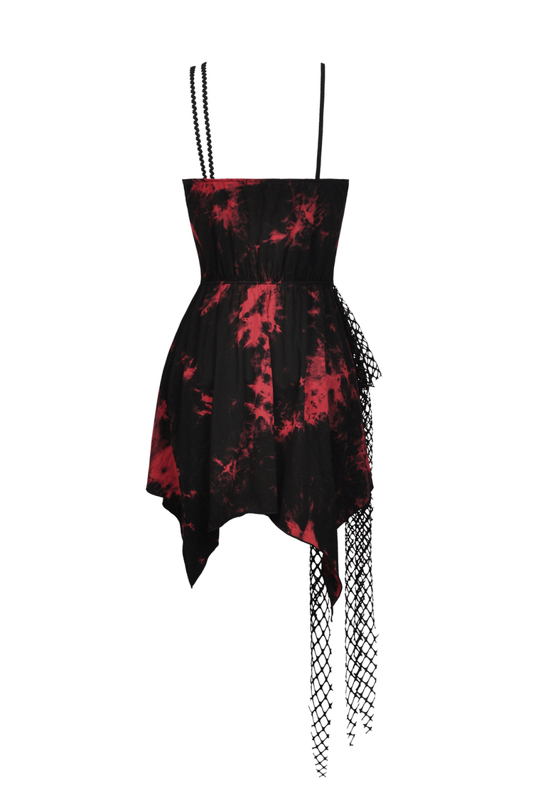Punk Rock Red and Black Strap Asymmetrical Dress - image 5