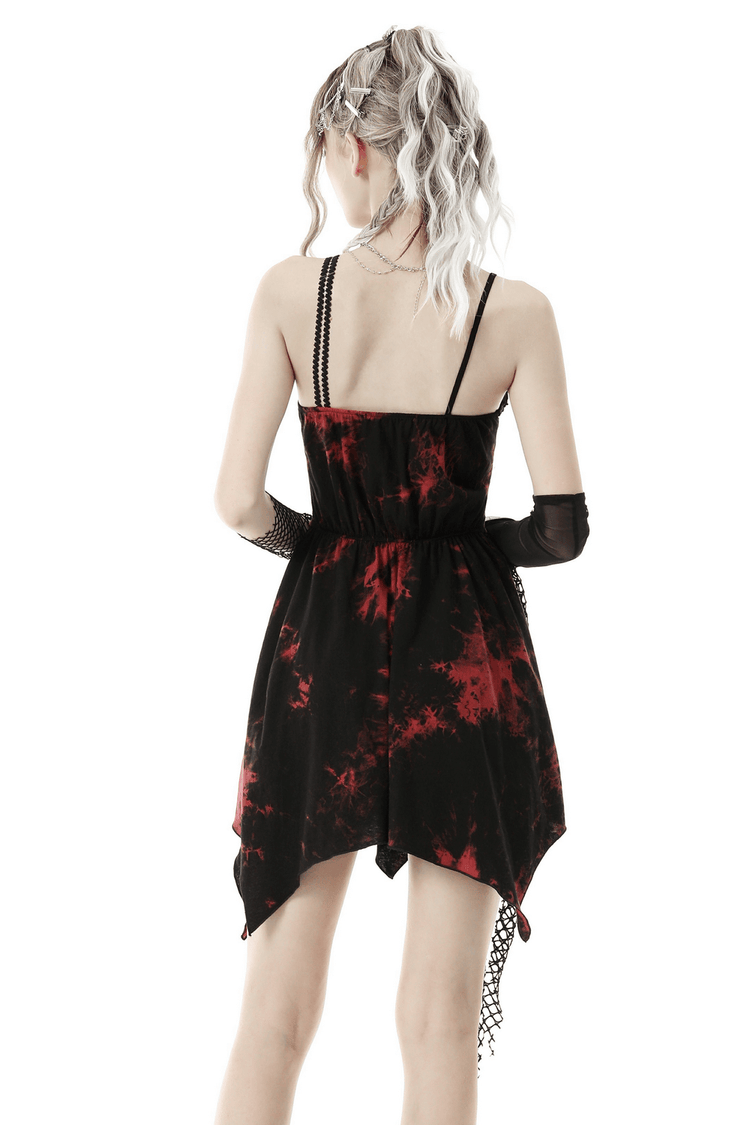 Punk Rock Red and Black Strap Asymmetrical Dress - image 2