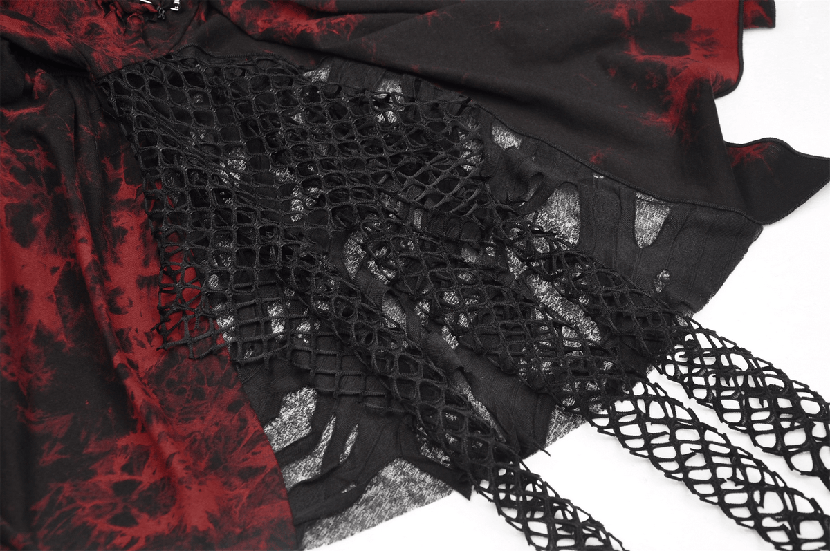 Punk Rock Red and Black Strap Asymmetrical Dress - image 9