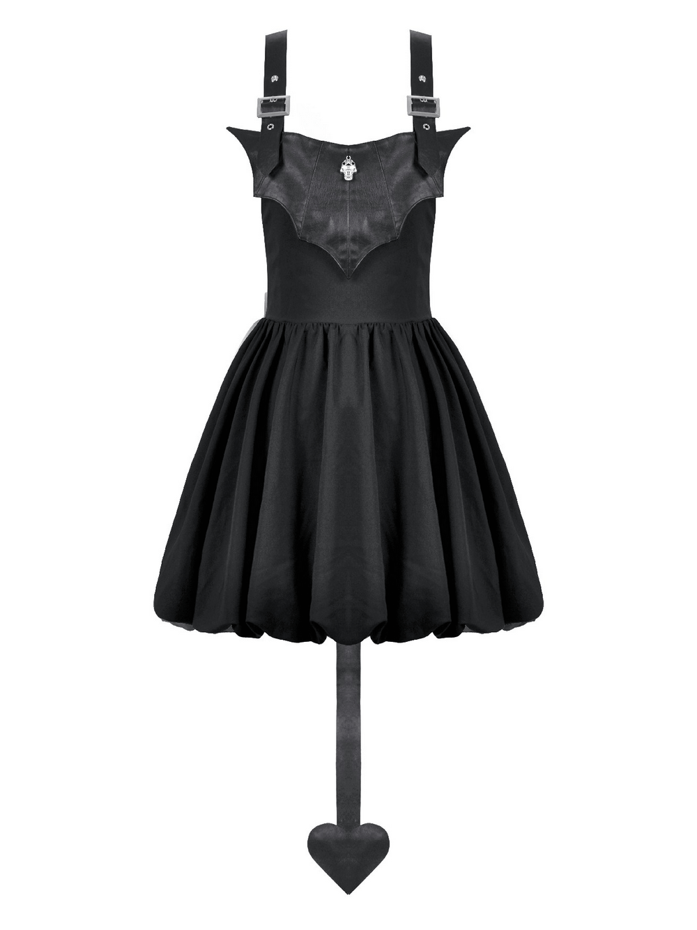 Punk Style Black Dress with Bat Bodice and Heart Detail - image 4