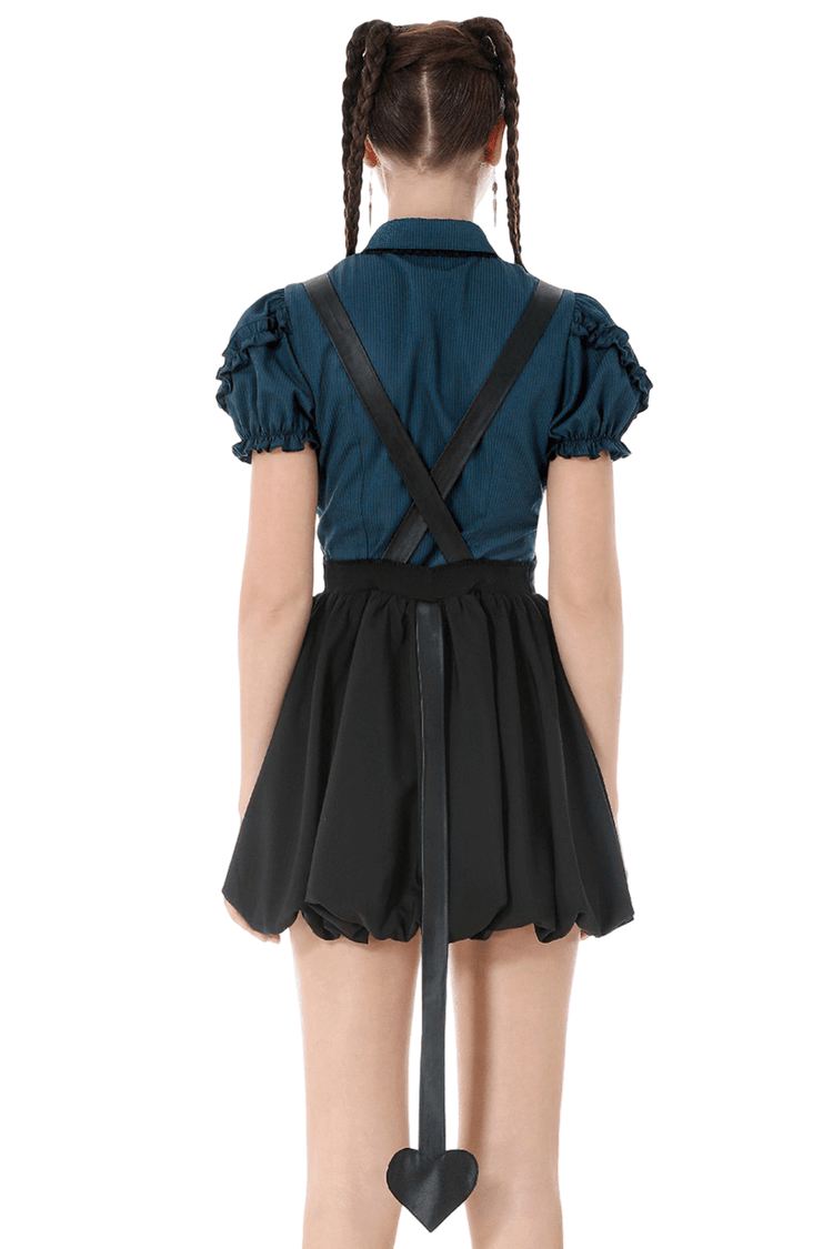 Punk Style Black Dress with Bat Bodice and Heart Detail - image 2