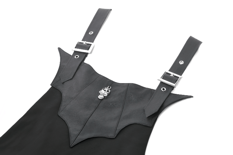 Punk Style Black Dress with Bat Bodice and Heart Detail - image 6