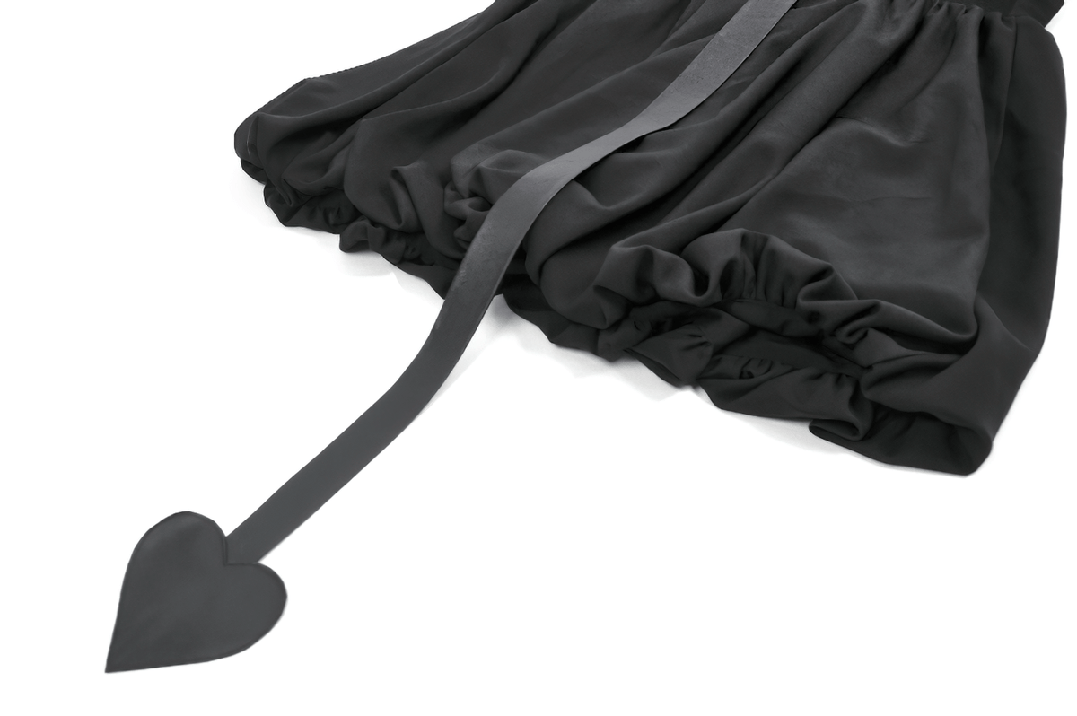 Punk Style Black Dress with Bat Bodice and Heart Detail - image 9
