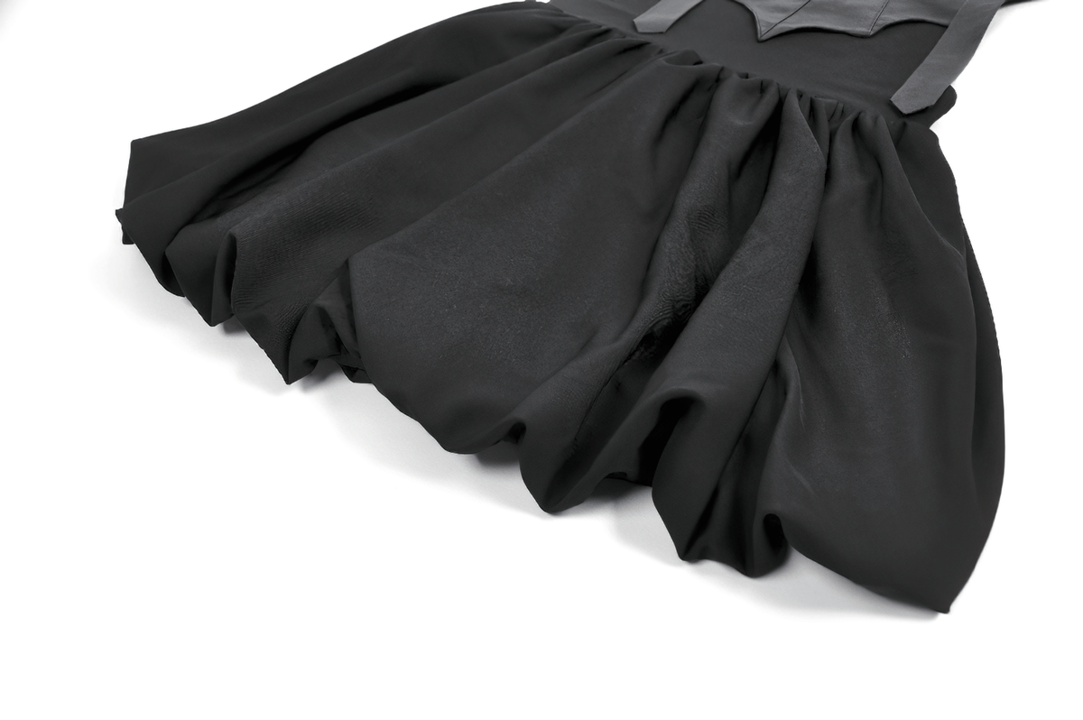 Punk Style Black Dress with Bat Bodice and Heart Detail - image 8