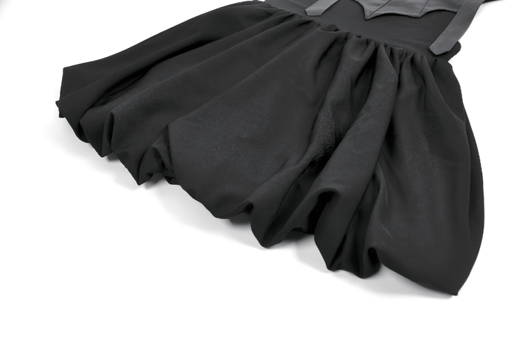 Punk Style Black Dress with Bat Bodice and Heart Detail - image 8