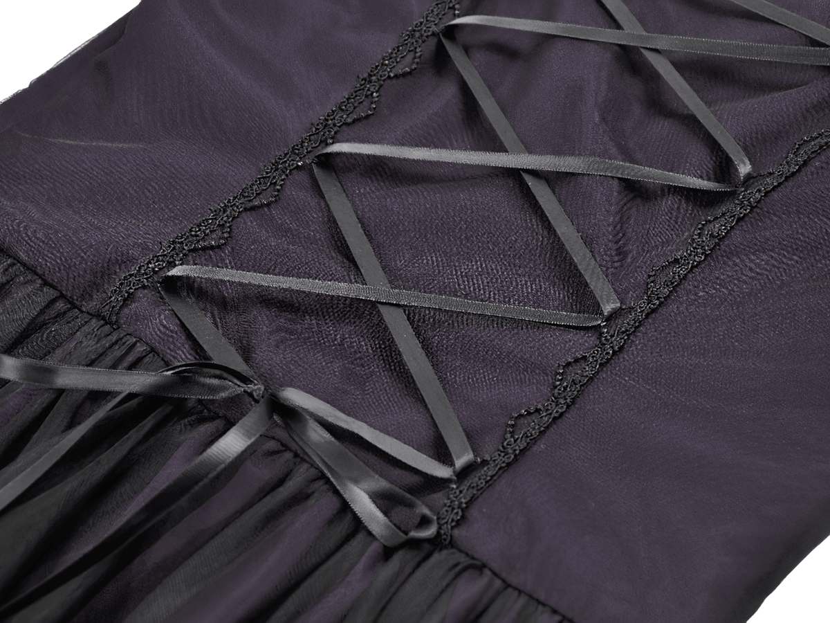 Purple and Black Gothic Mesh Dress with Lace Sleeves - image 9