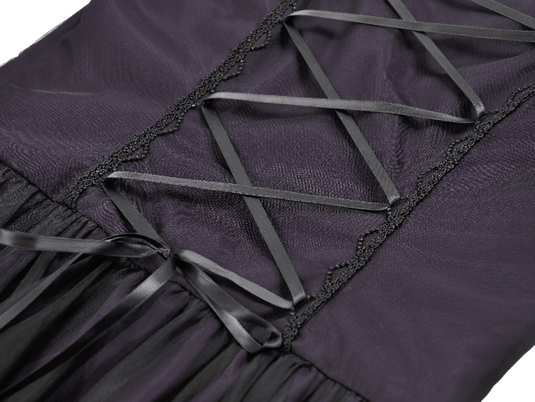 Purple and Black Gothic Mesh Dress with Lace Sleeves - image 9