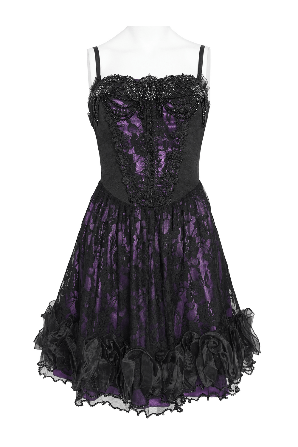 Purple Gothic Lace Corset Mini Dress with Ruffles - image 4