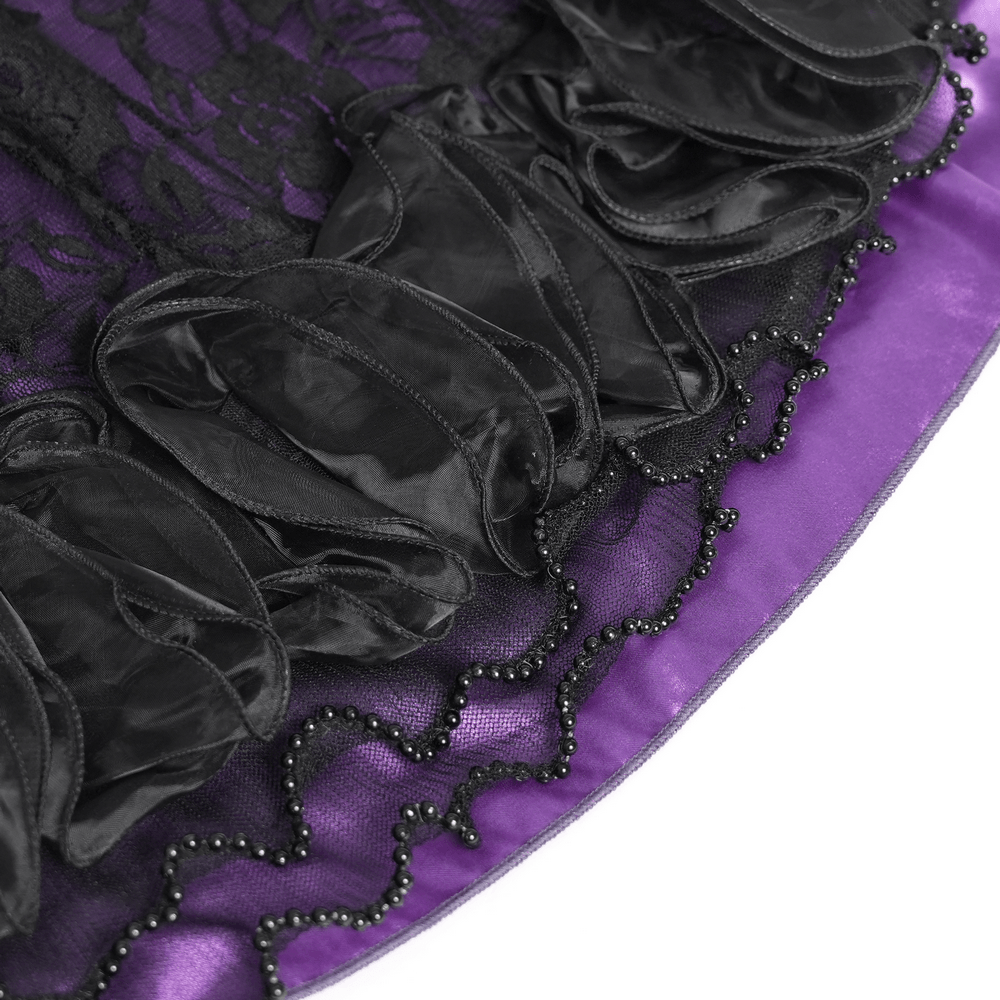 Purple Gothic Lace Corset Mini Dress with Ruffles - image 7