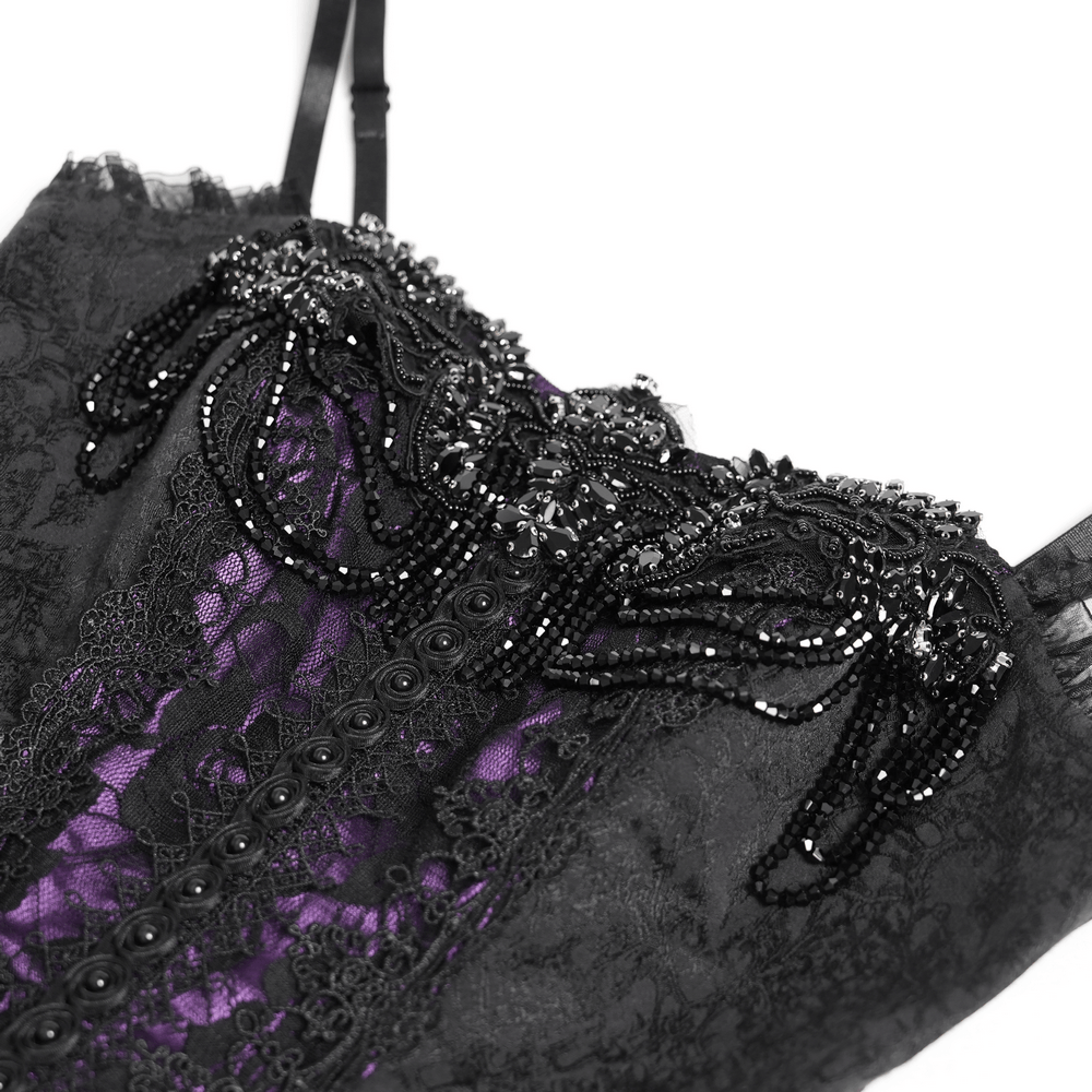 Purple Gothic Lace Corset Mini Dress with Ruffles - image 8