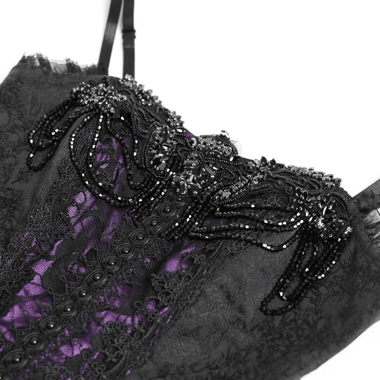 Purple Gothic Lace Corset Mini Dress with Ruffles - image 8