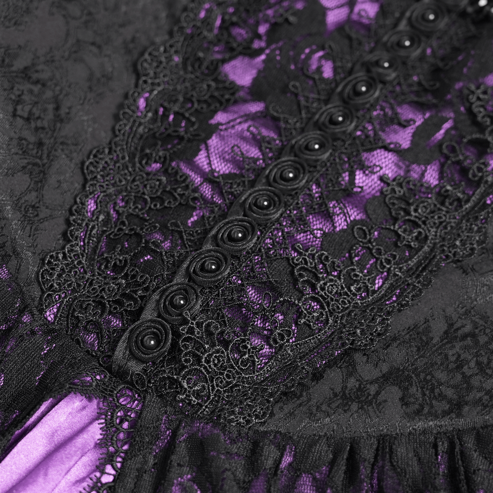 Purple Gothic Lace Corset Mini Dress with Ruffles - image 9