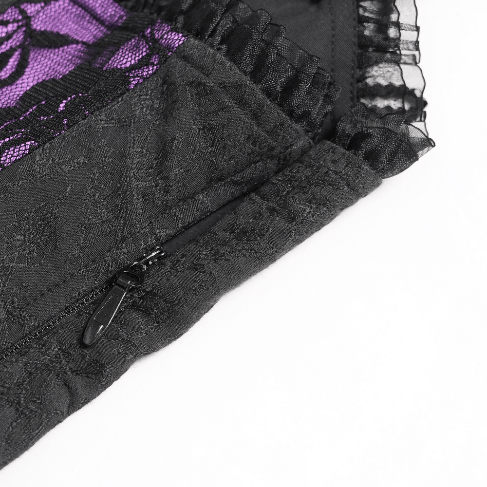 Purple Gothic Lace Corset Mini Dress with Ruffles - image 13