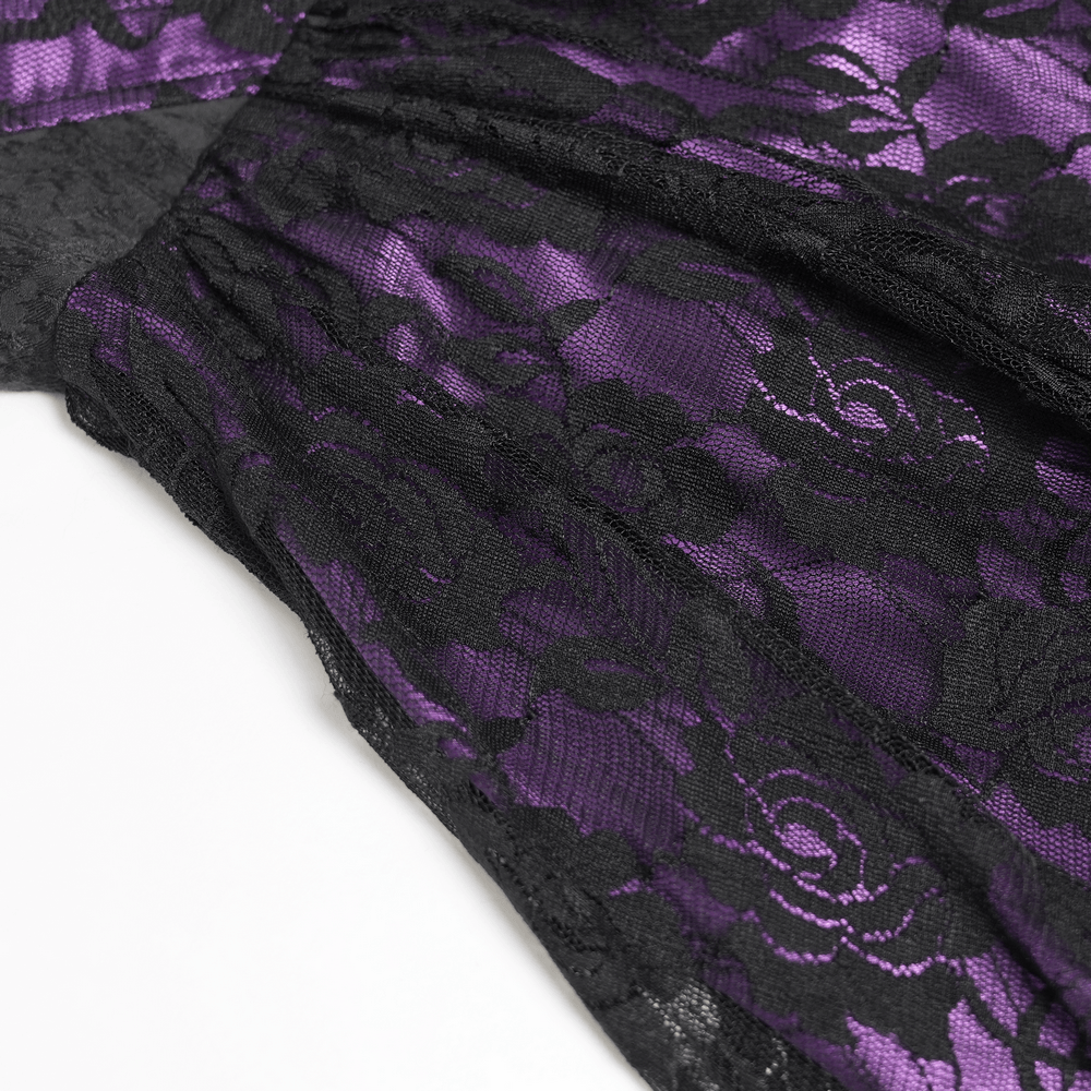 Purple Gothic Lace Corset Mini Dress with Ruffles - image 14