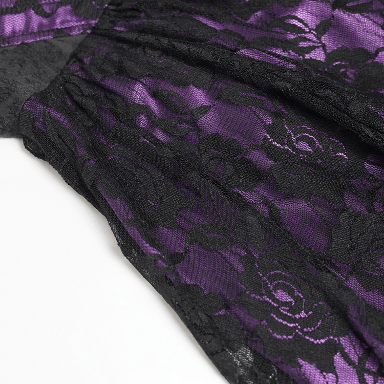 Purple Gothic Lace Corset Mini Dress with Ruffles - image 14