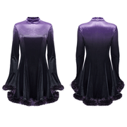 Purple Gothic Velvet Dress with Gradient Fur Trim - image 3
