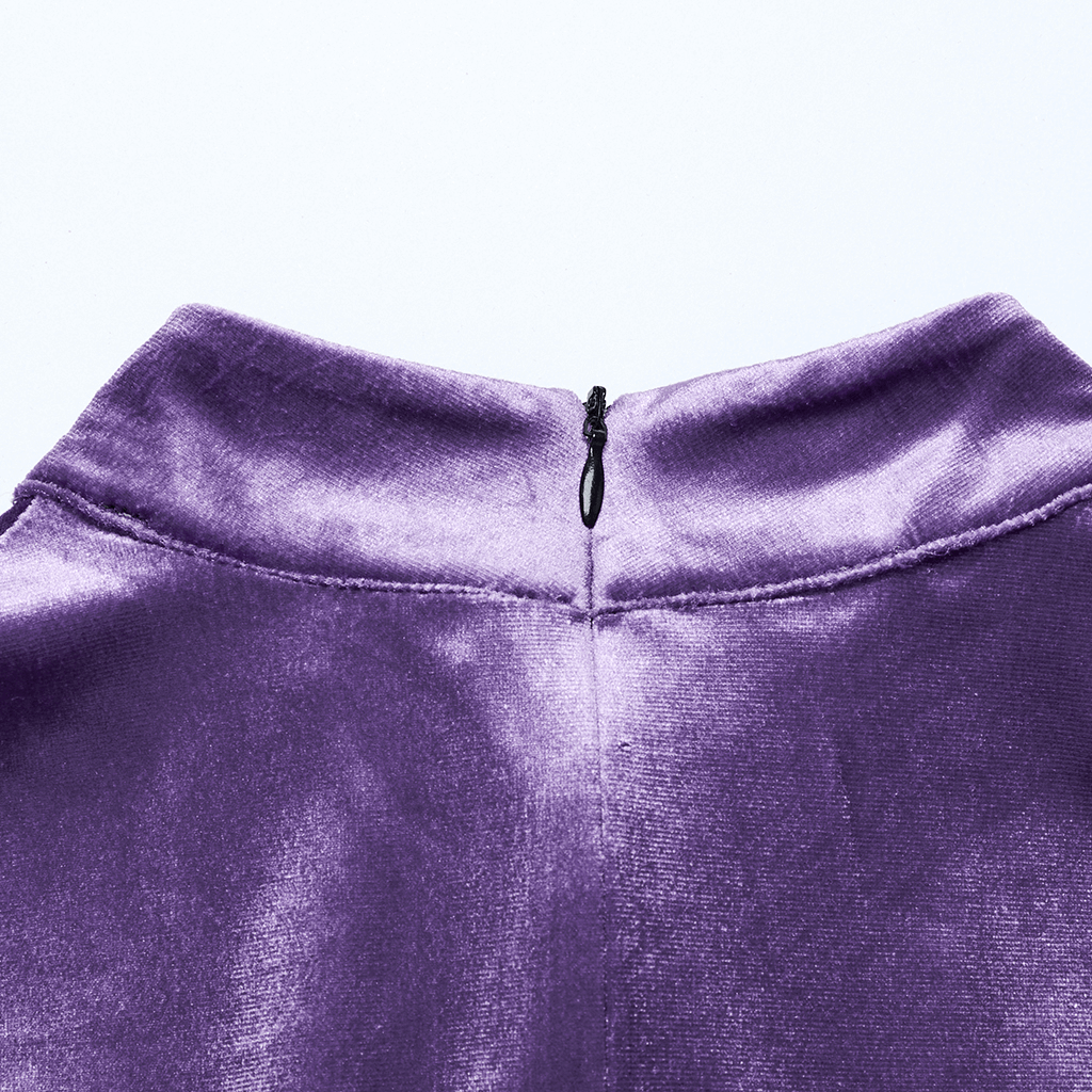 Purple Gothic Velvet Dress with Gradient Fur Trim - image 4