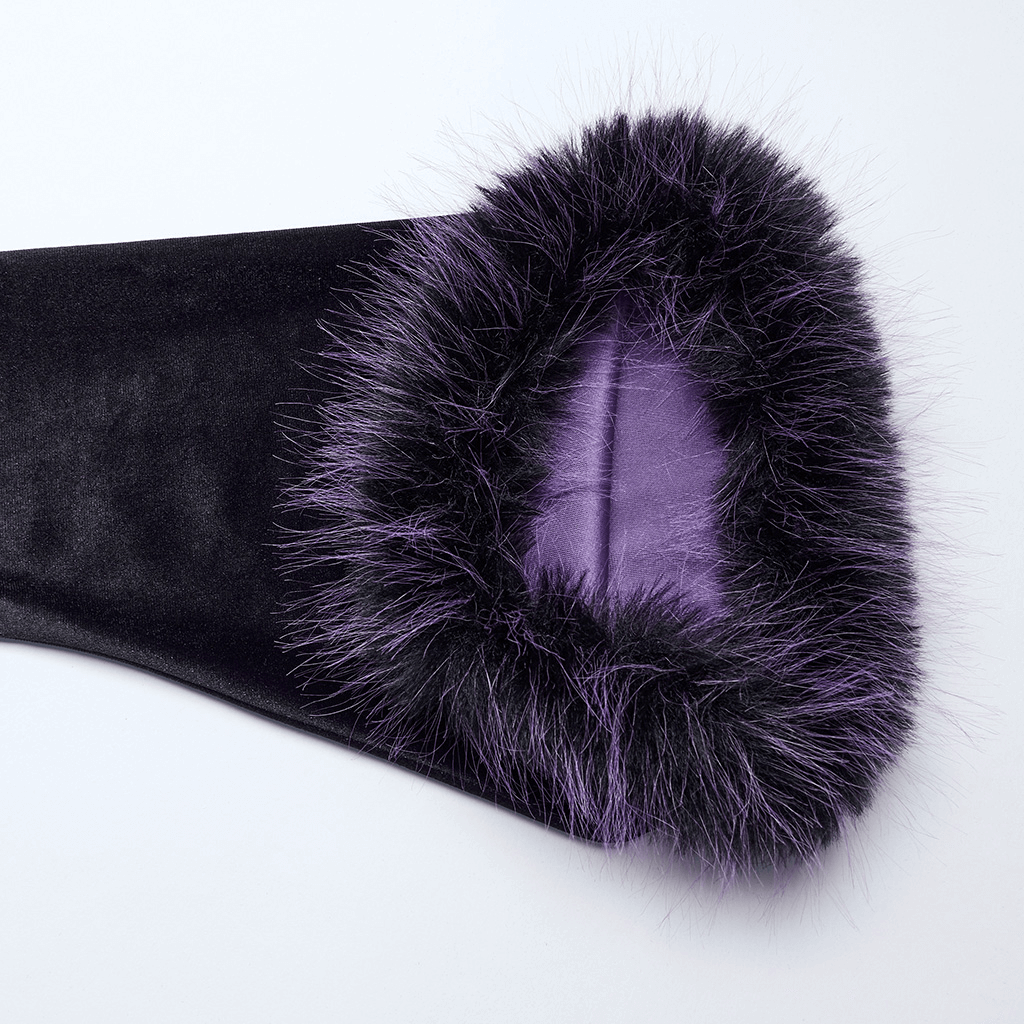 Purple Gothic Velvet Dress with Gradient Fur Trim - image 6