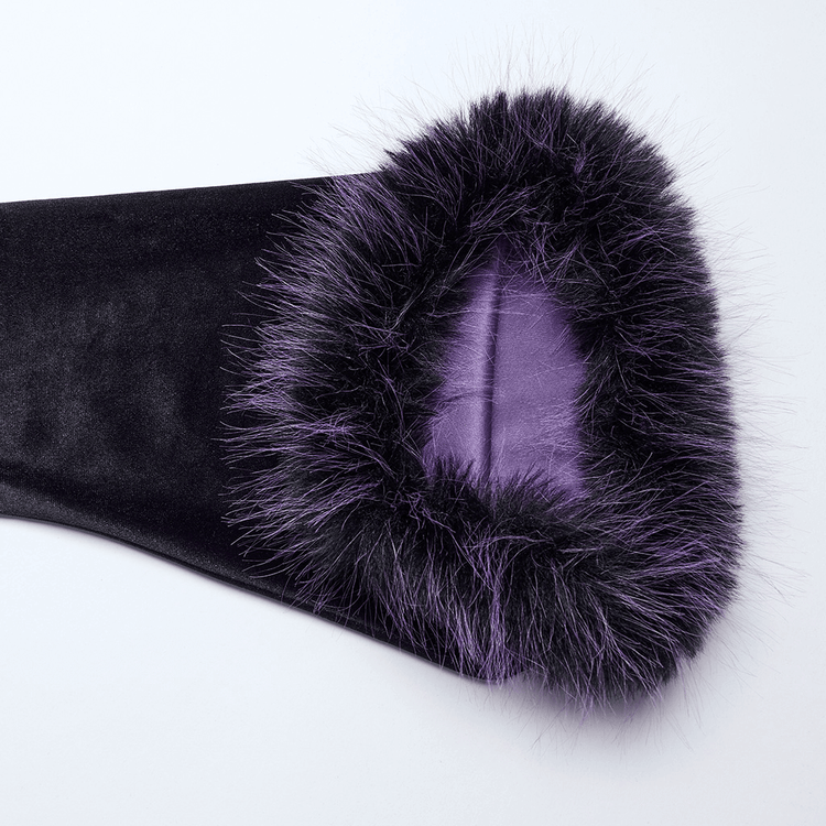 Purple Gothic Velvet Dress with Gradient Fur Trim - image 6