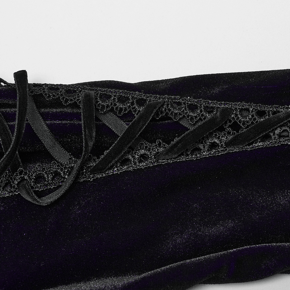 Purple Gradient Velvet Gothic Dress with Lace Details - image 9