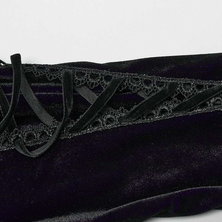 Purple Gradient Velvet Gothic Dress with Lace Details - image 9