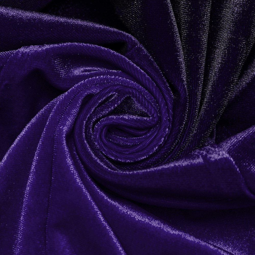 Purple Gradient Velvet Gothic Dress with Lace Details - image 10