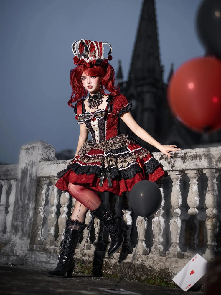 Queen of Hearts Gothic Lolita OP dress skirt detail