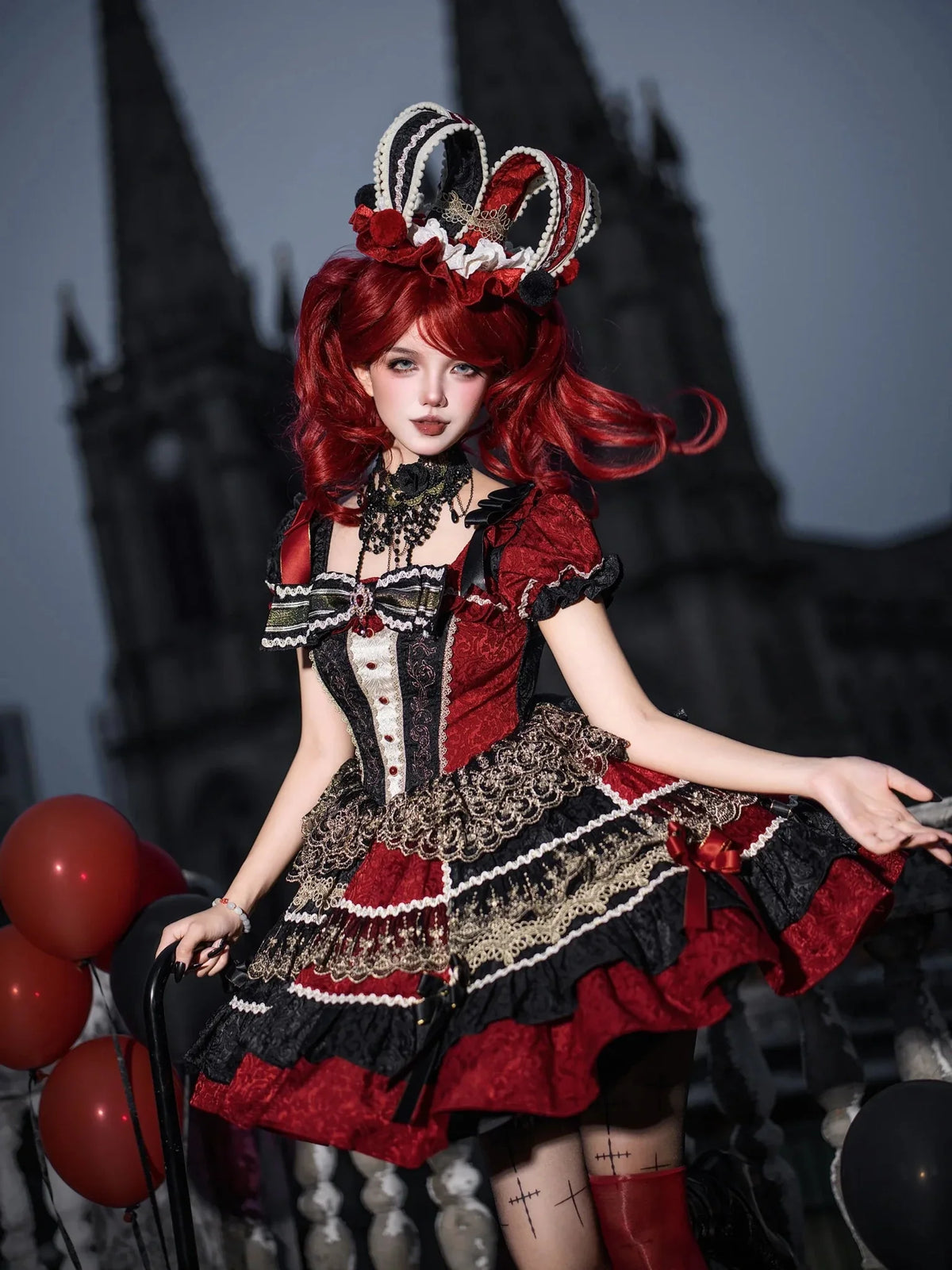 Queen of Hearts Gothic Lolita OP dress back bow detail