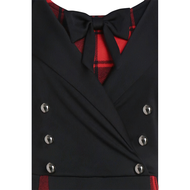 Red Plaid Dress for Women in Gothic Style / Retro Dress with Long Sleeves - image 6