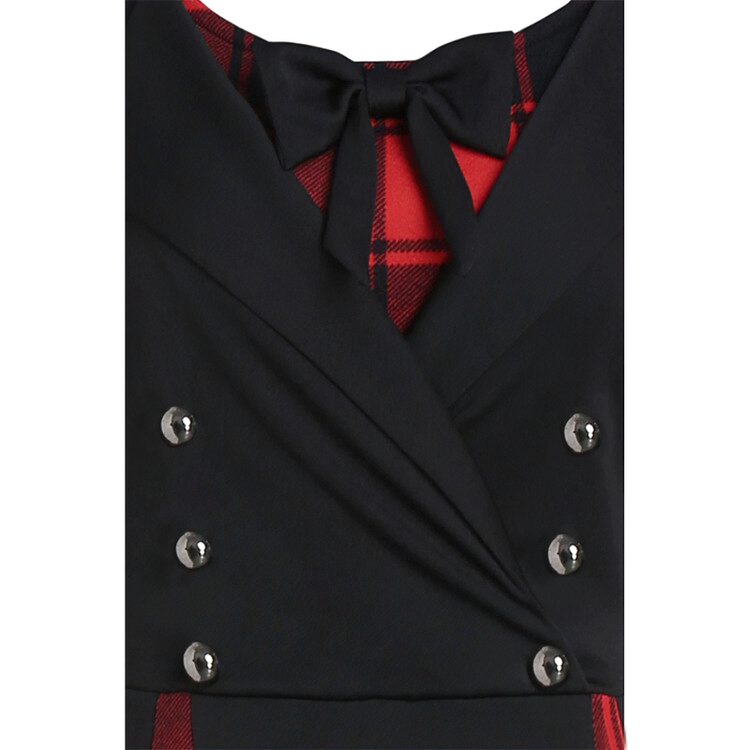 Red Plaid Dress for Women in Gothic Style / Retro Dress with Long Sleeves - image 6