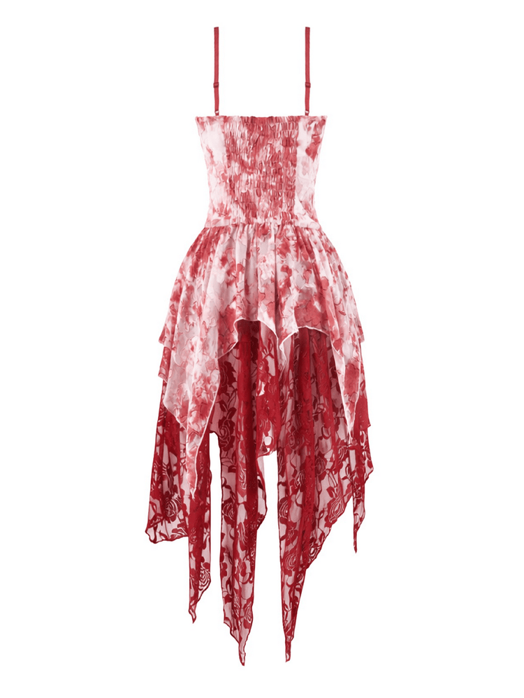 Romantic Gothic Lace Dress with Asymmetric Handkerchief Hem - image 5