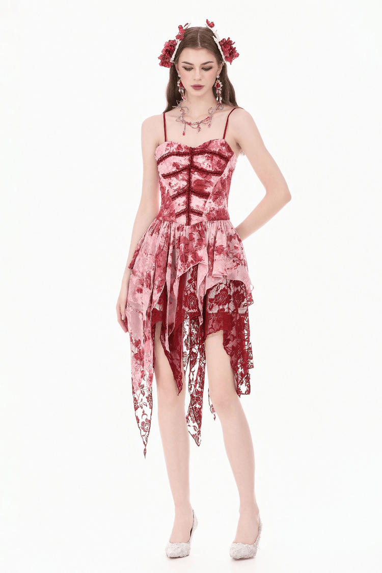 Romantic Gothic Lace Dress with Asymmetric Handkerchief Hem - image 16